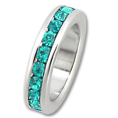 35024 - High-Polished 925 Sterling Silver Pendant with Top Grade Crystal in Blue Zircon