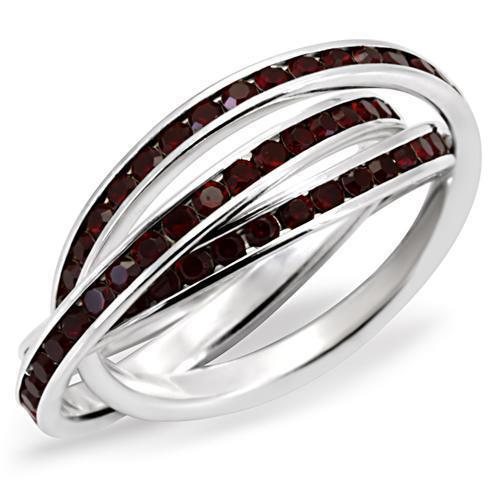 MA35113 - High-Polished 925 Sterling Silver Ring with Top Grade Crystal in Garnet