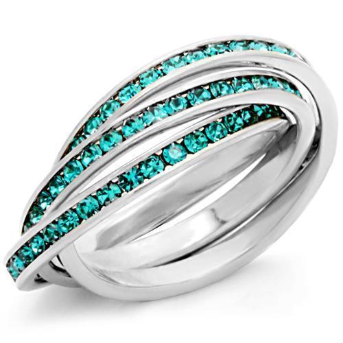 MA35117 - High-Polished 925 Sterling Silver Ring with Top Grade Crystal in Emerald
