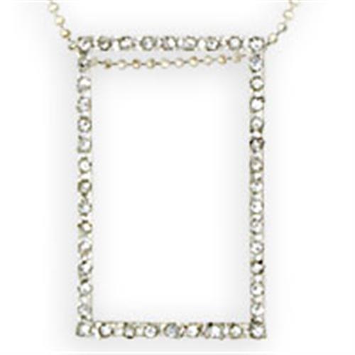 MA36516 - High-Polished 925 Sterling Silver Chain Pendant with Top Grade Crystal in Clear