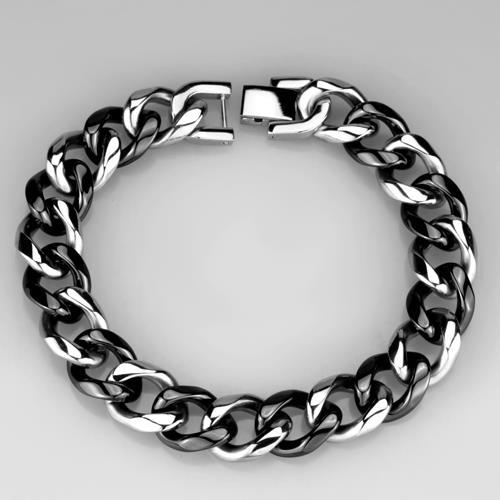 MA3W1000 - High polished (no plating) Stainless Steel Bracelet with Ceramic in Jet