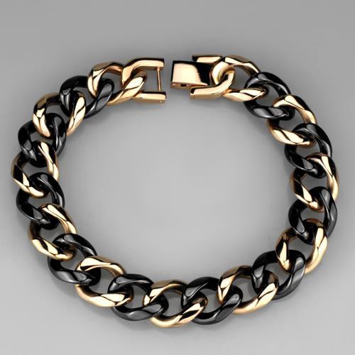 MA3W1002 - IP Rose Gold(Ion Plating) Stainless Steel Bracelet with Ceramic in Jet