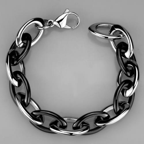 MA3W1009 - High polished (no plating) Stainless Steel Bracelet with Ceramic in Jet