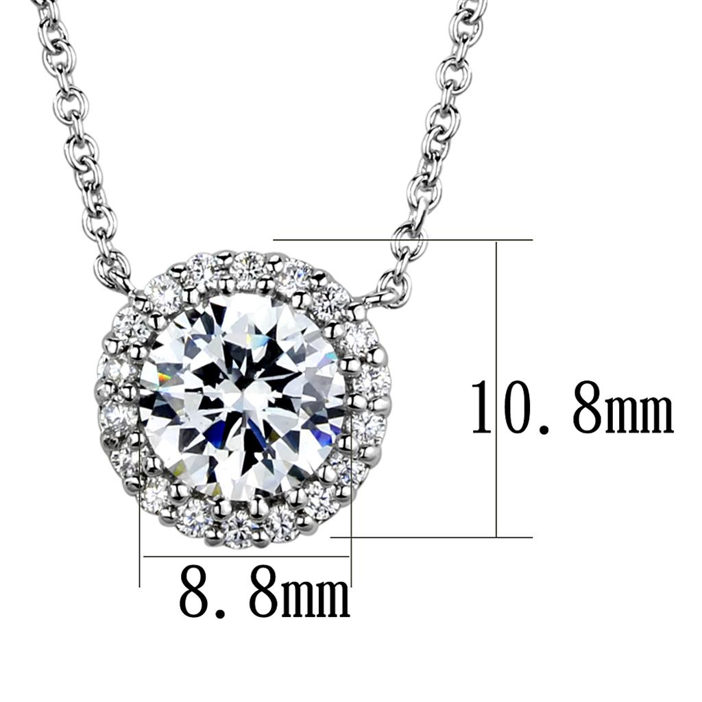 MA3W1027 - Rhodium Brass Chain Pendant with AAA Grade CZ in Clear
