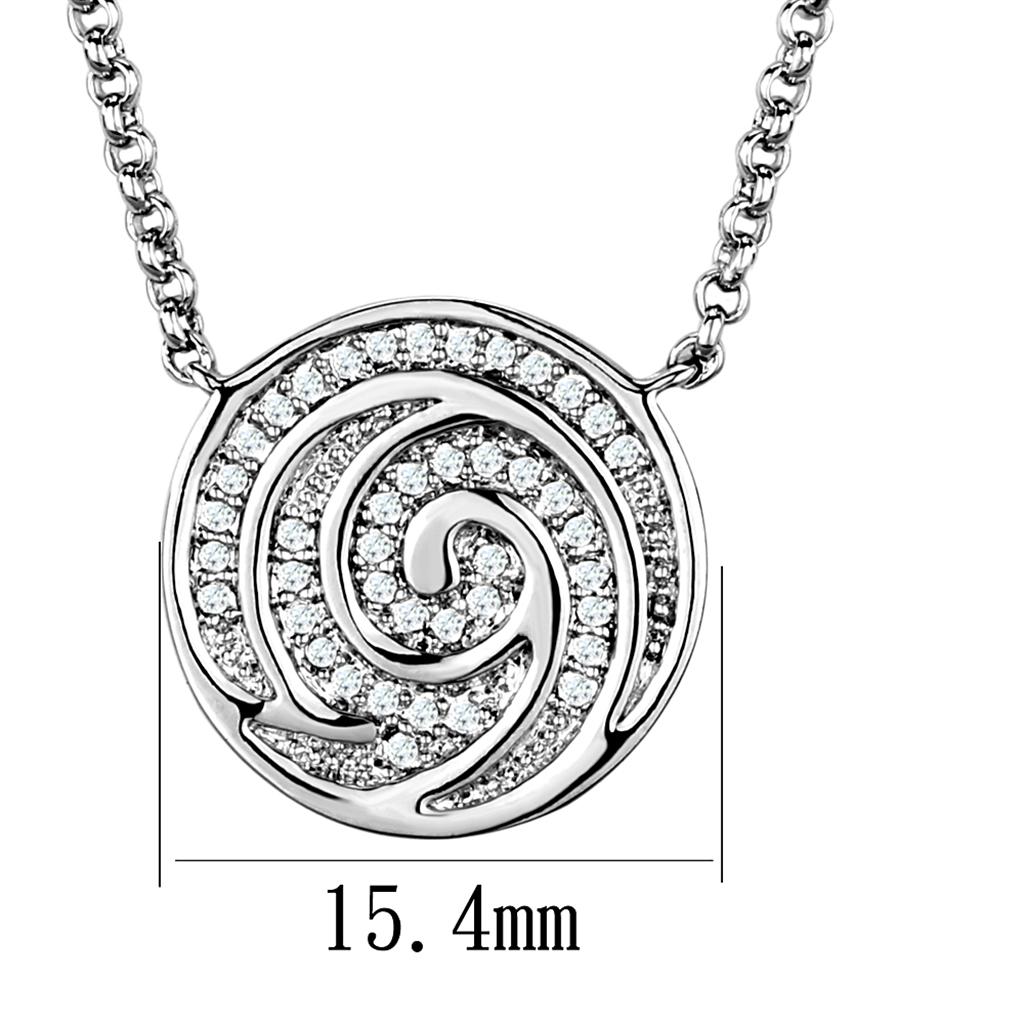 MA3W1029 - Rhodium Brass Chain Pendant with AAA Grade CZ in Clear