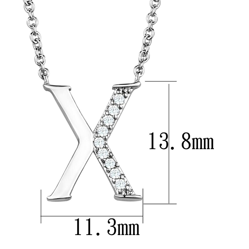 MA3W1030 - Rhodium Brass Chain Pendant with AAA Grade CZ in Clear