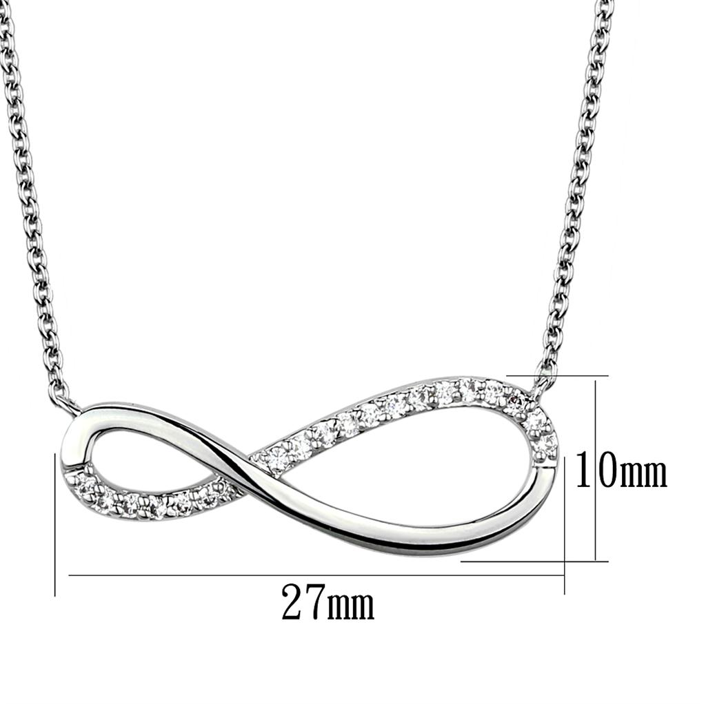 MA3W1033 - Rhodium Brass Chain Pendant with AAA Grade CZ in Clear