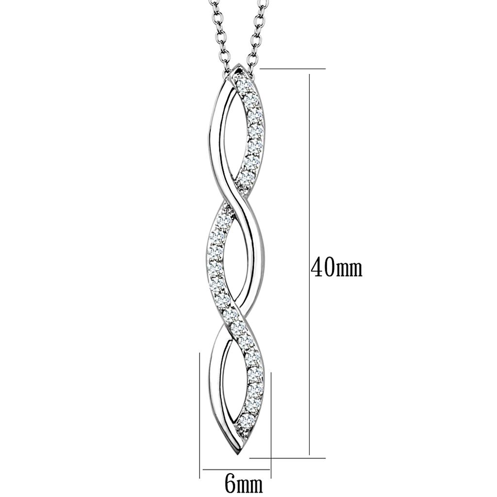 MA3W1039 - Rhodium Brass Chain Pendant with AAA Grade CZ in Clear