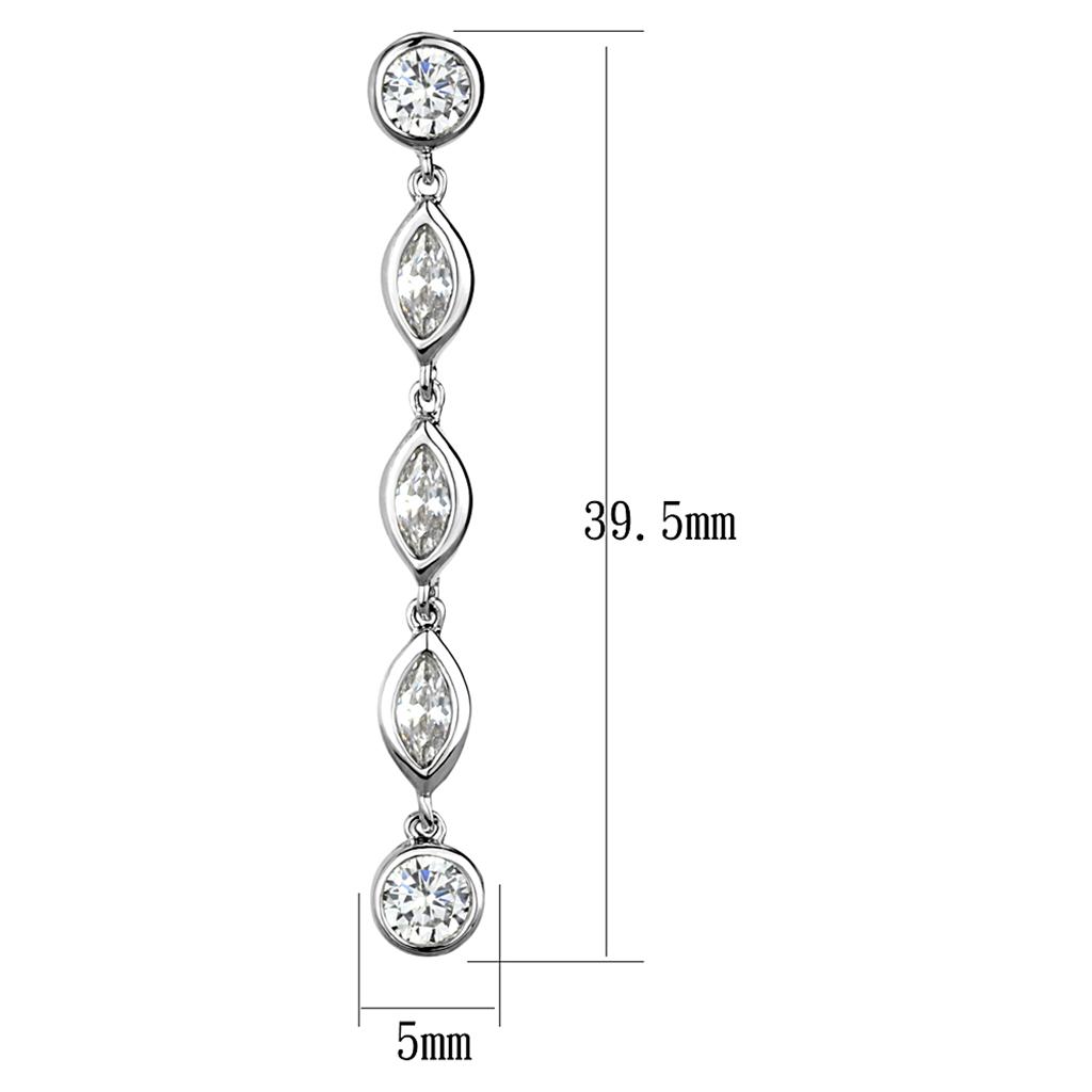 MA3W1049 - Rhodium Brass Earrings with AAA Grade CZ in Clear