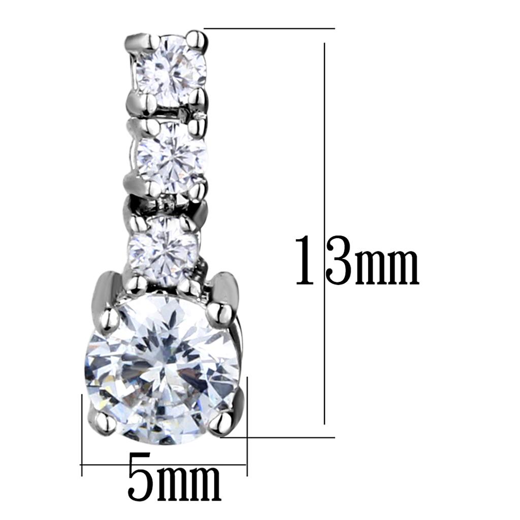 MA3W1052 - Rhodium Brass Earrings with AAA Grade CZ in Clear