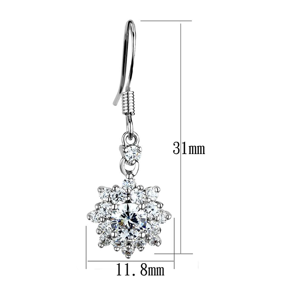 MA3W1054 - Rhodium Brass Earrings with AAA Grade CZ in Clear