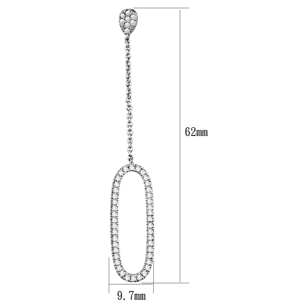 MA3W1058 - Rhodium Brass Earrings with AAA Grade CZ in Clear