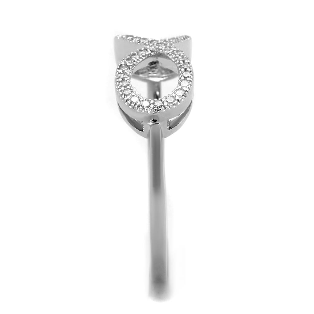 MA3W1068 - Rhodium Brass Ring with AAA Grade CZ in Clear