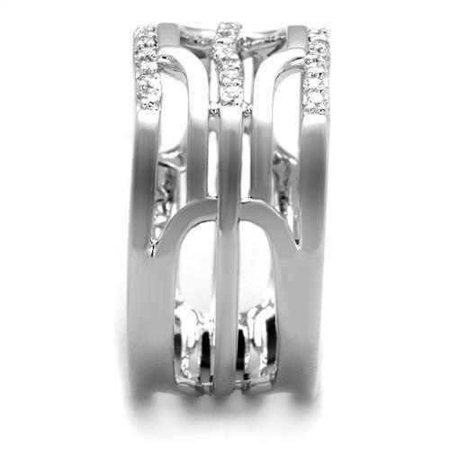 MA3W1070 - Rhodium Brass Ring with AAA Grade CZ in Clear