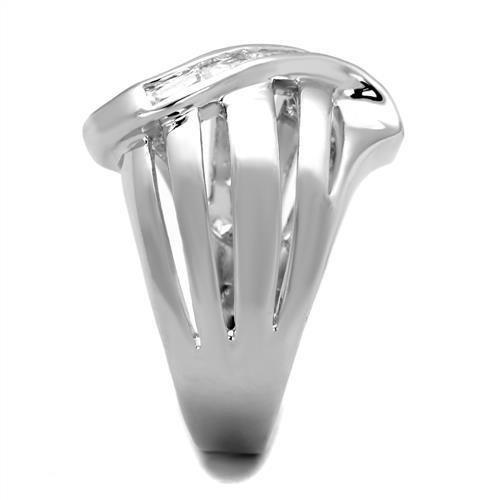 MA3W1077 - Rhodium Brass Ring with AAA Grade CZ in Clear