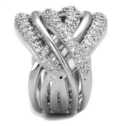 MA3W1081 - Rhodium Brass Ring with AAA Grade CZ in Clear