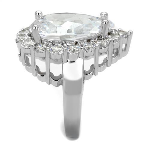 MA3W1084 - Rhodium Brass Ring with AAA Grade CZ in Clear