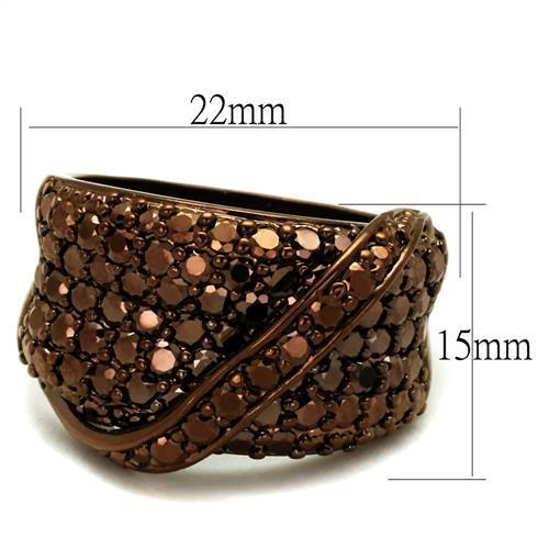 MA3W1098 - IP Coffee light Brass Ring with AAA Grade CZ in Light Coffee