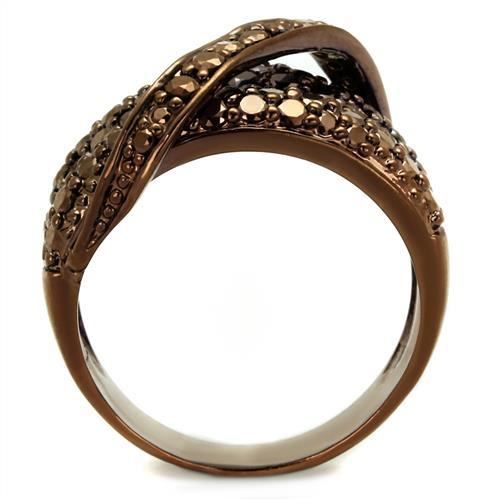 MA3W1098 - IP Coffee light Brass Ring with AAA Grade CZ in Light Coffee
