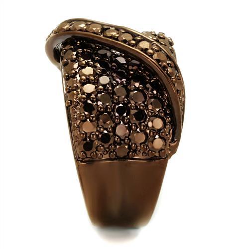 MA3W1098 - IP Coffee light Brass Ring with AAA Grade CZ in Light Coffee