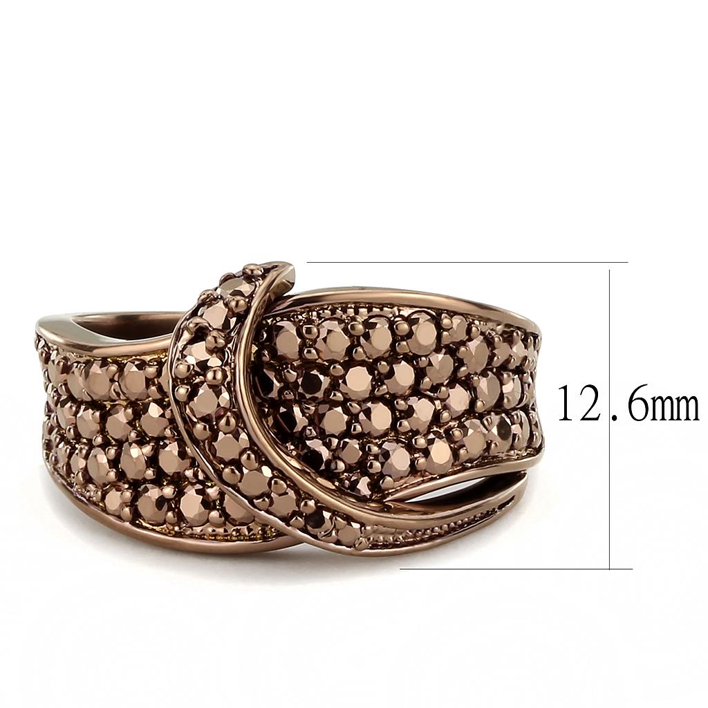 MA3W1099 - IP Coffee light Brass Ring with AAA Grade CZ in Light Coffee