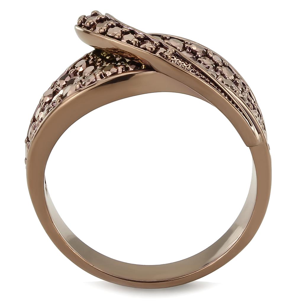 MA3W1099 - IP Coffee light Brass Ring with AAA Grade CZ in Light Coffee