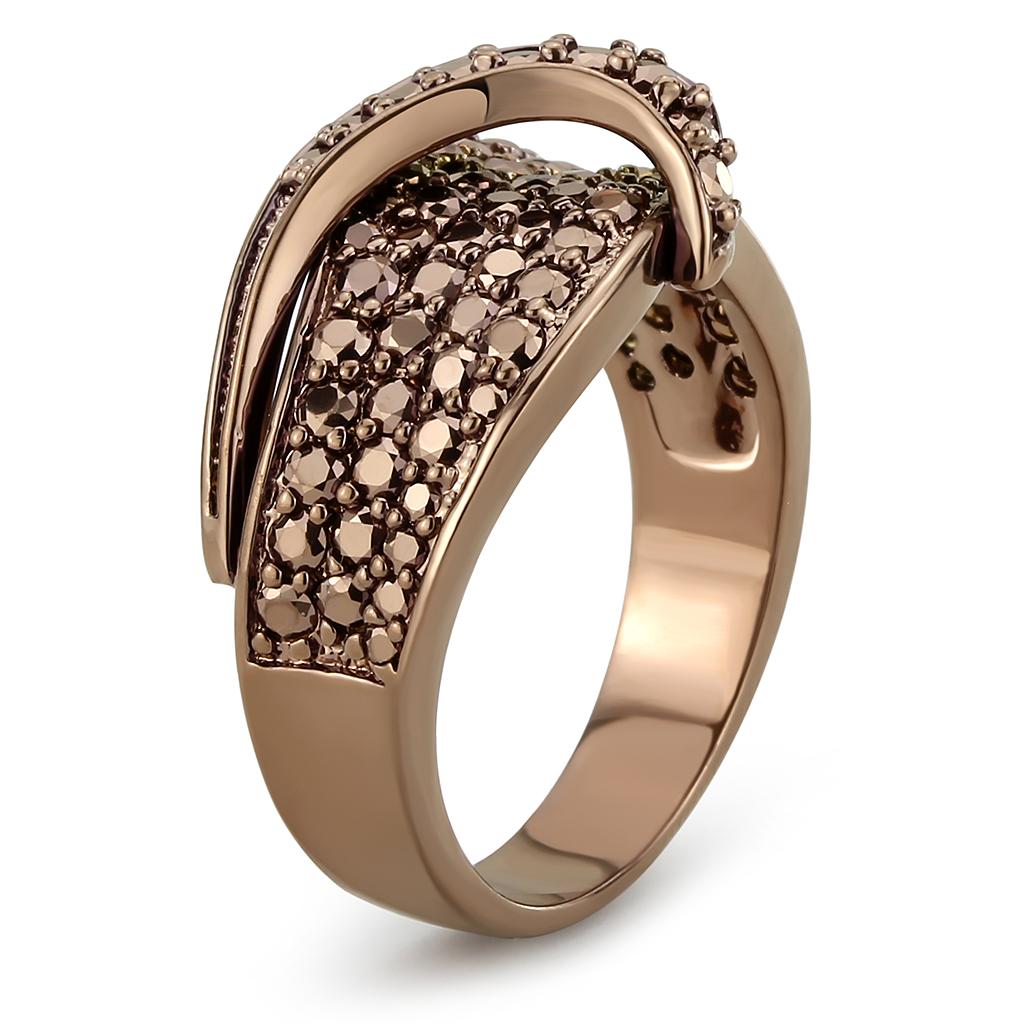 MA3W1099 - IP Coffee light Brass Ring with AAA Grade CZ in Light Coffee
