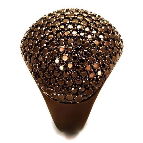 MA3W1101 - IP Coffee light Brass Ring with AAA Grade CZ in Light Coffee