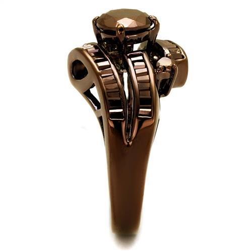 MA3W1106 - IP Coffee light Brass Ring with AAA Grade CZ in Light Coffee