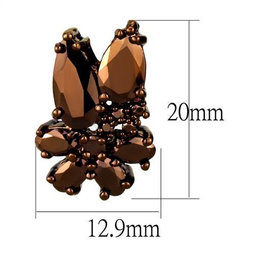MA3W1107 - IP Coffee light Brass Earrings with AAA Grade CZ in Light Coffee