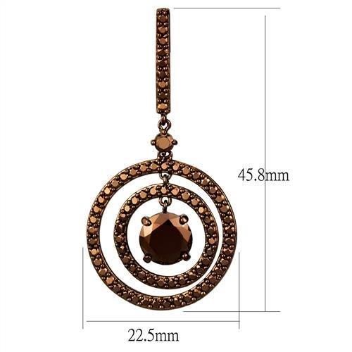 MA3W1109 - IP Coffee light Brass Earrings with AAA Grade CZ in Light Coffee