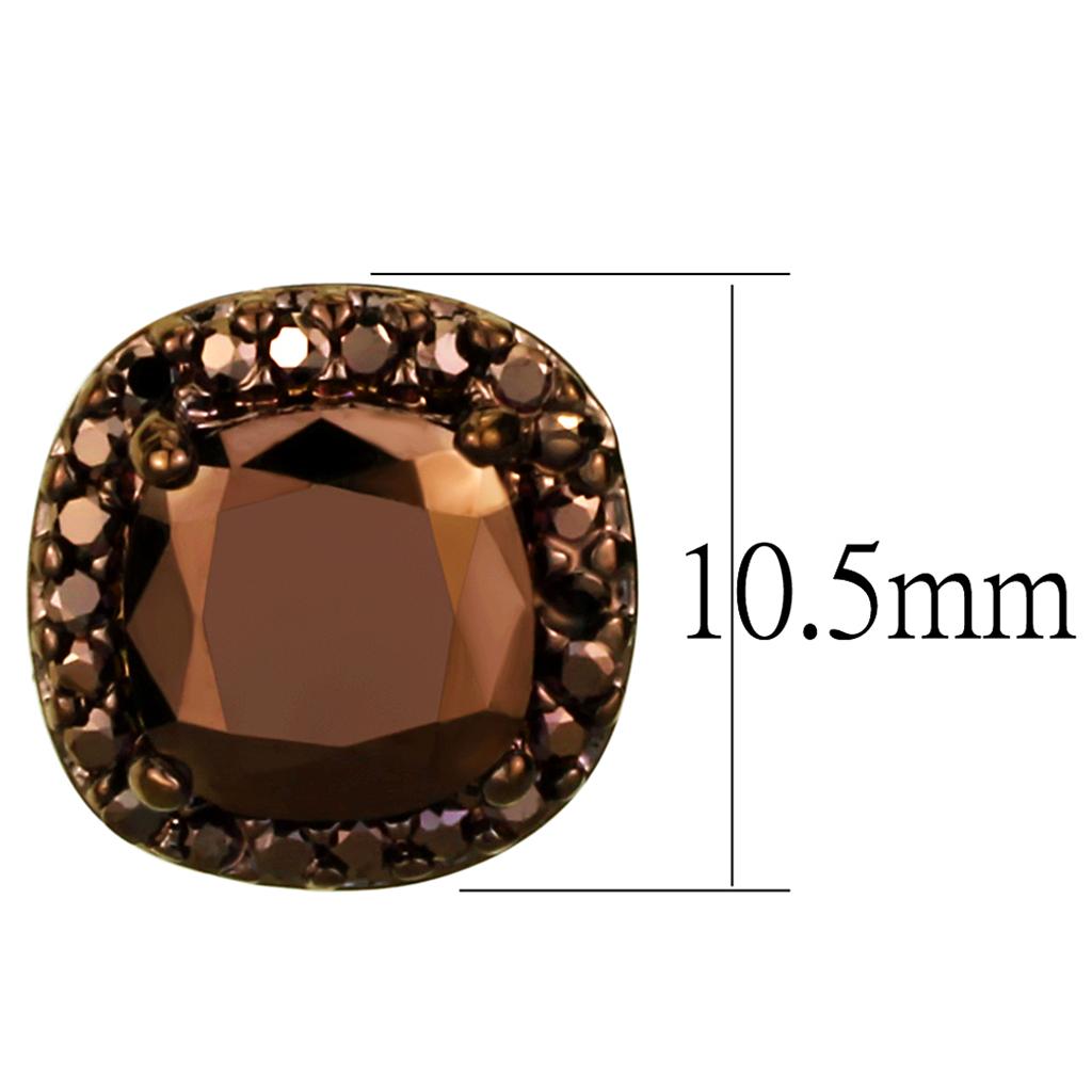 MA3W1116 - IP Coffee light Brass Earrings with AAA Grade CZ in Light Coffee