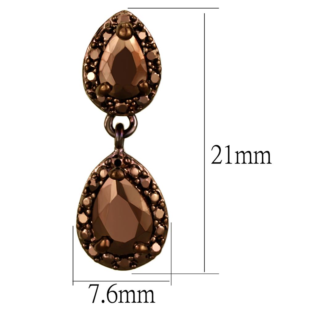 MA3W1117 - IP Coffee light Brass Earrings with AAA Grade CZ in Light Coffee
