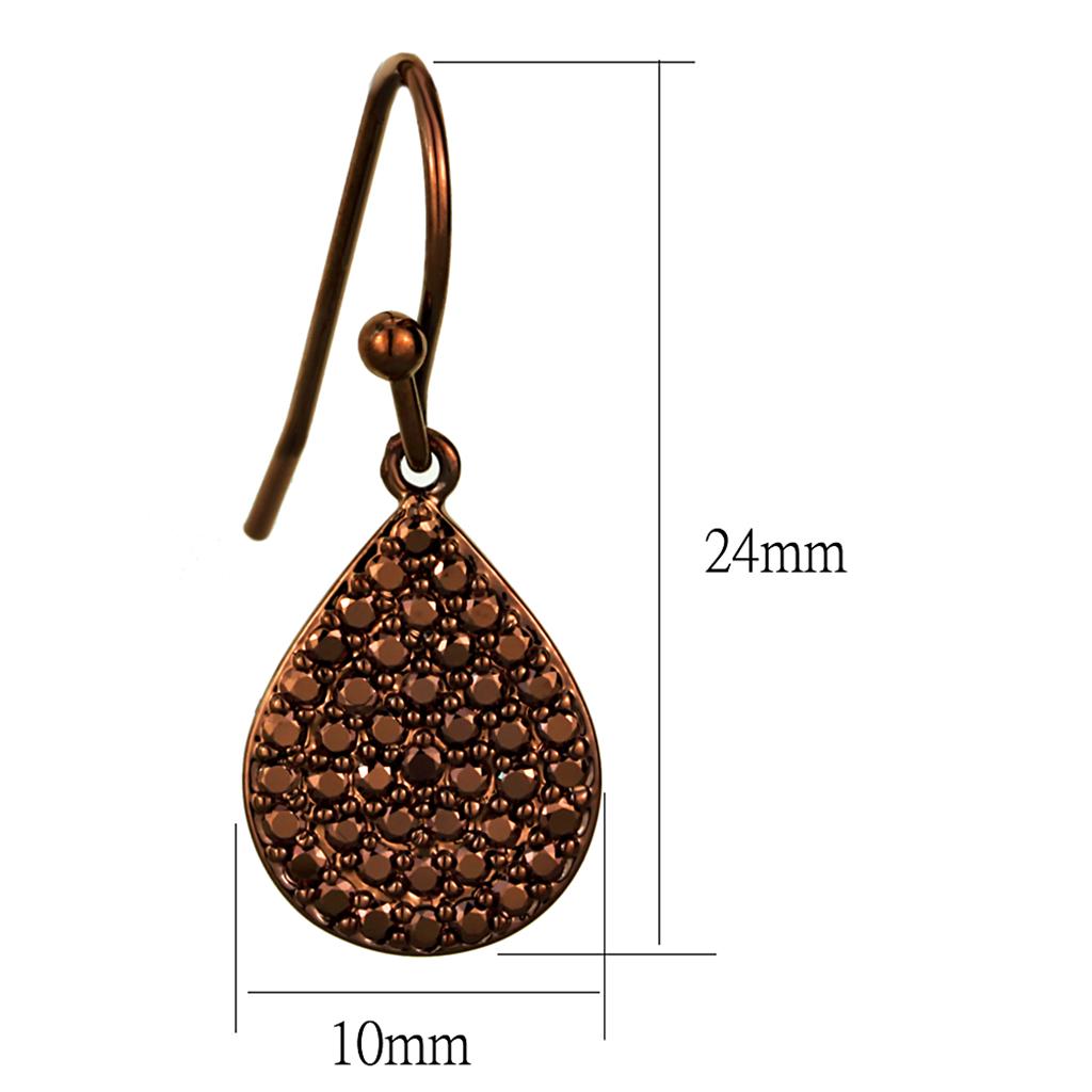 MA3W1118 - IP Coffee light Brass Earrings with AAA Grade CZ in Light Coffee