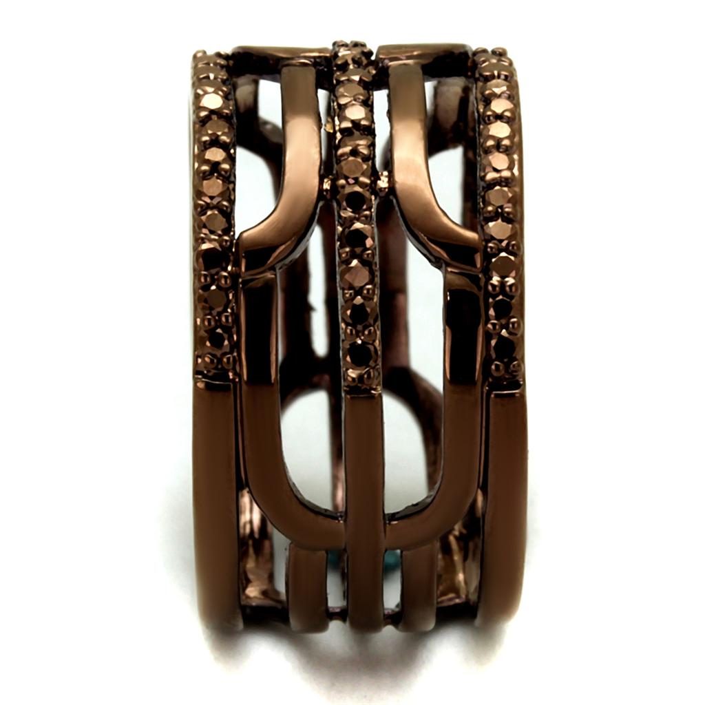 MA3W1126 - IP Coffee light Brass Ring with AAA Grade CZ in Light Coffee