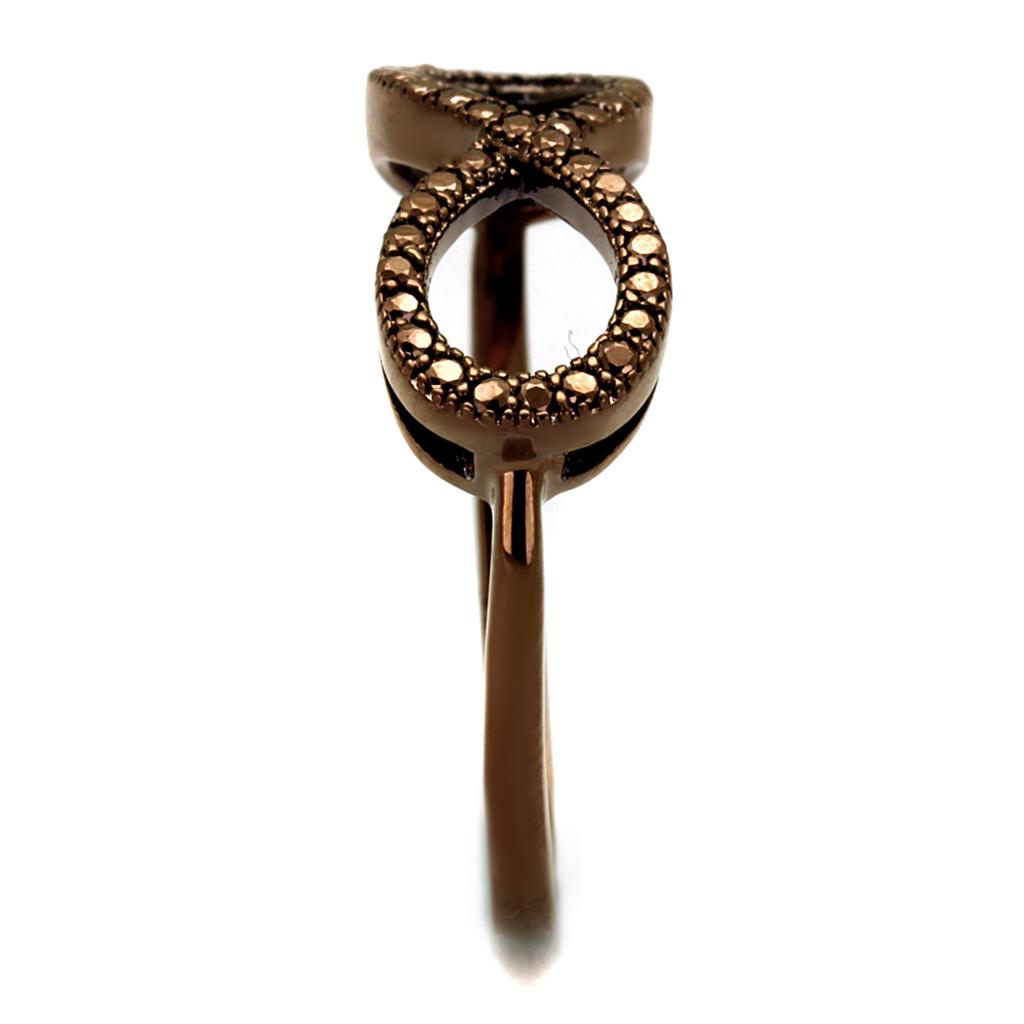 MA3W1129 - IP Coffee light Brass Ring with AAA Grade CZ in Light Coffee