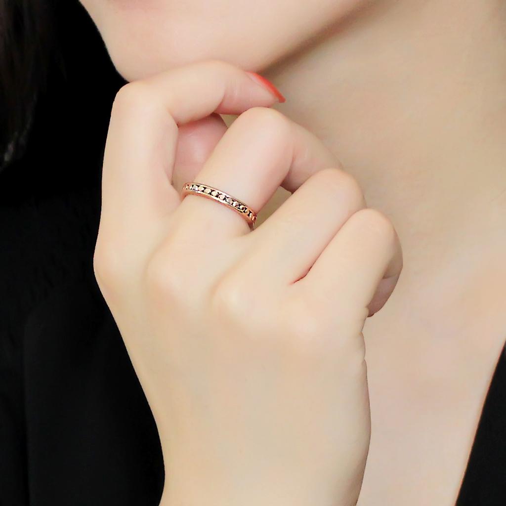 MA3W1139 - IP Rose Gold(Ion Plating) Brass Ring with AAA Grade CZ in Metallic Light Gold