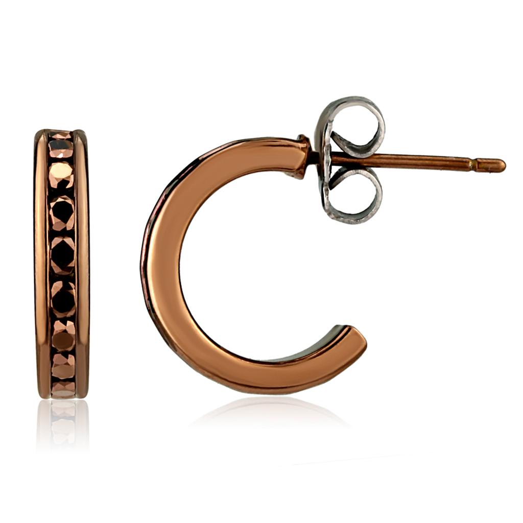 MA3W1140 - IP Coffee light Brass Earrings with Top Grade Crystal in Light Coffee
