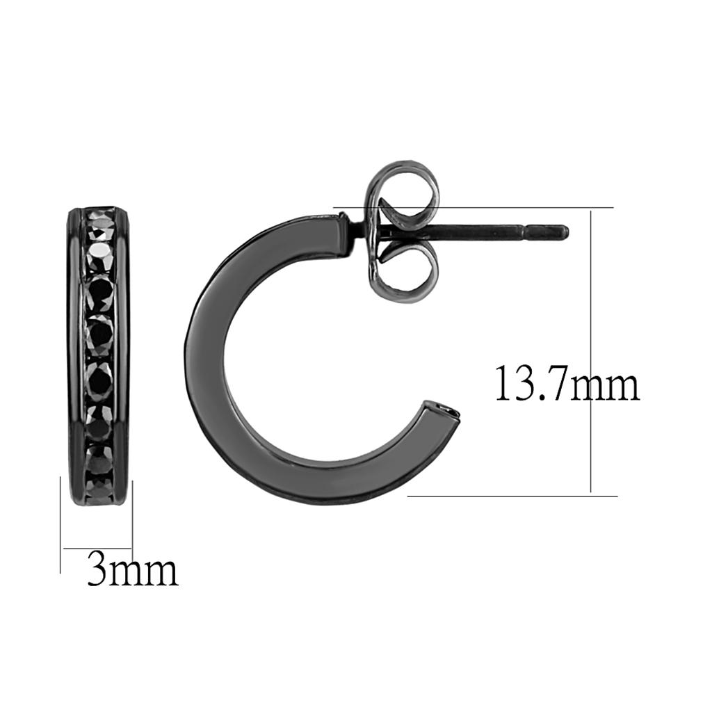 MA3W1141 - IP Light Black (IP Gun) Brass Earrings with Top Grade Crystal in Light Gray