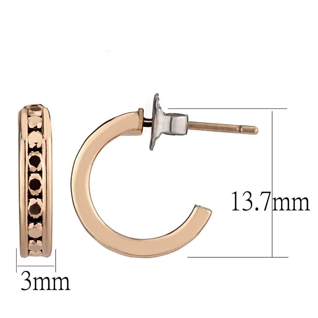 MA3W1142 - IP Rose Gold(Ion Plating) Brass Earrings with Top Grade Crystal in Metallic Light Gold