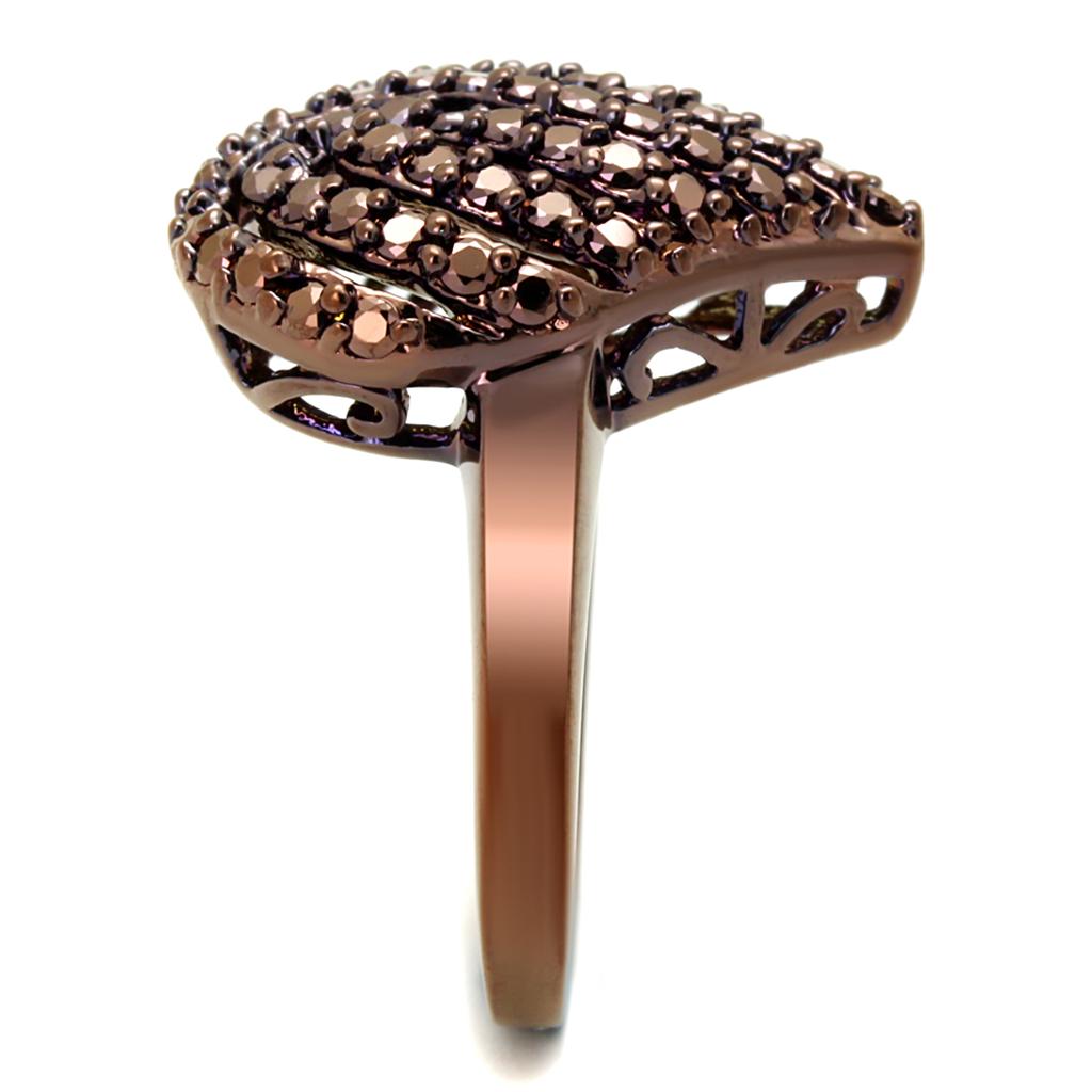 MA3W1149 - IP Coffee light Brass Ring with AAA Grade CZ in Light Coffee