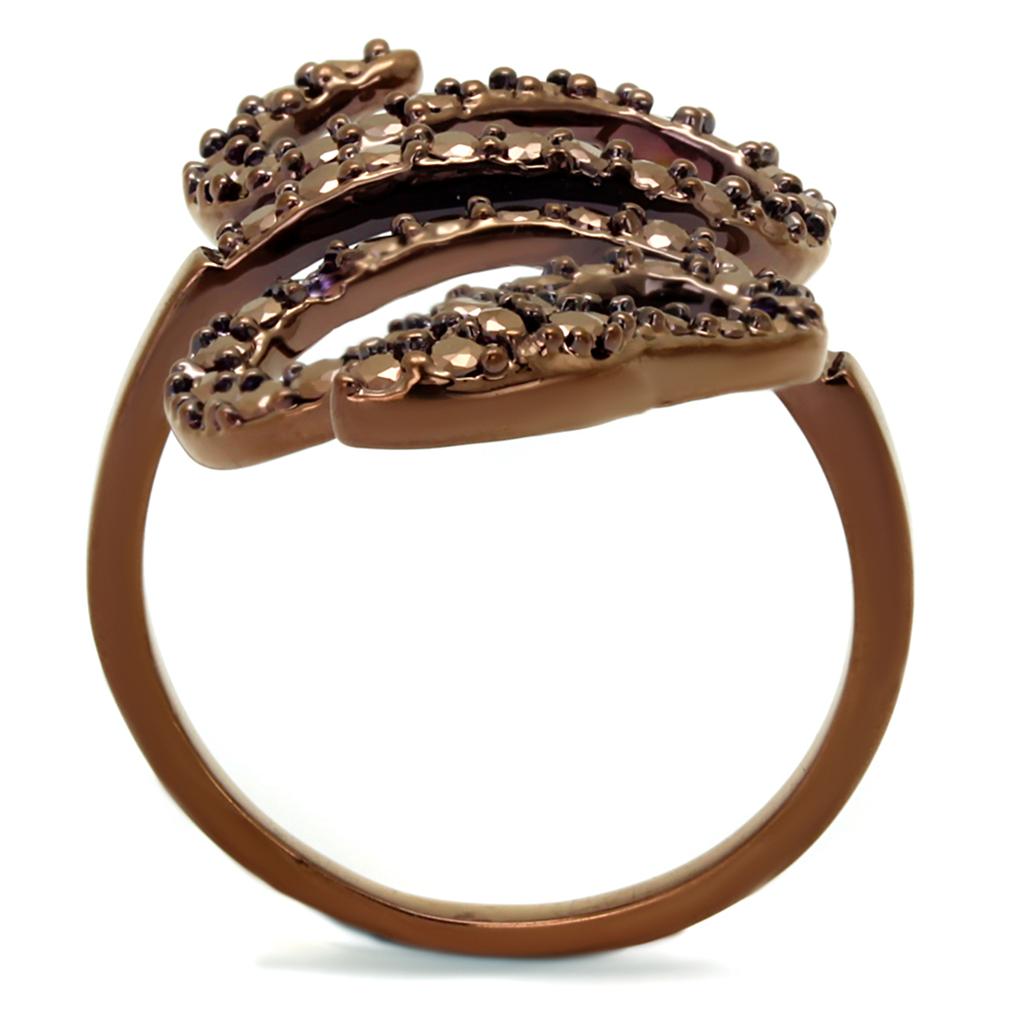 MA3W1150 - IP Coffee light Brass Ring with AAA Grade CZ in Light Coffee