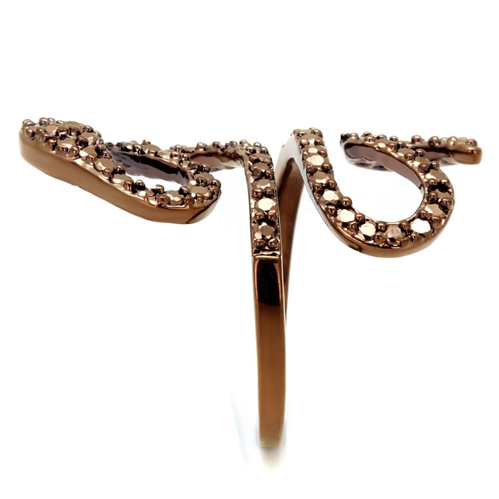 MA3W1150 - IP Coffee light Brass Ring with AAA Grade CZ in Light Coffee