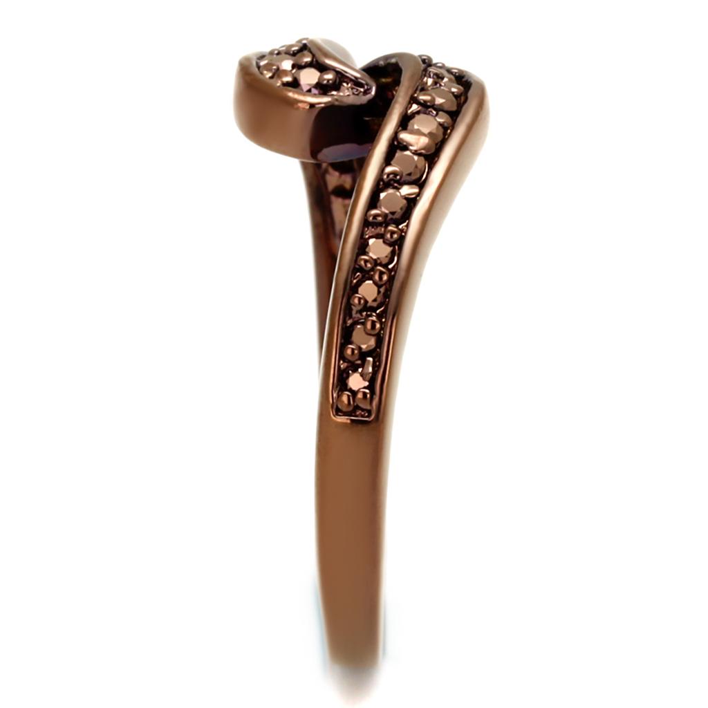 MA3W1151 - IP Coffee light Brass Ring with AAA Grade CZ in Light Coffee