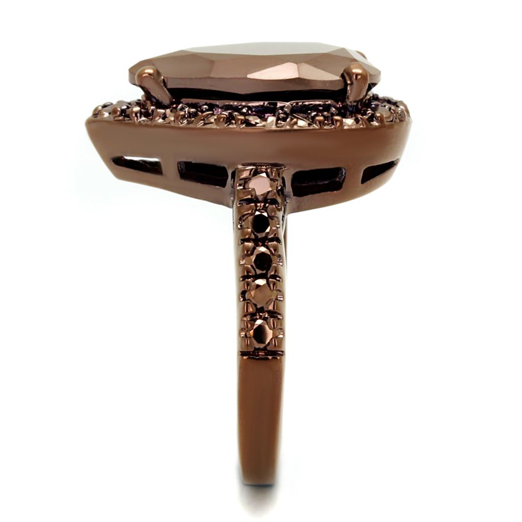 MA3W1153 - IP Coffee light Brass Ring with AAA Grade CZ in Light Coffee