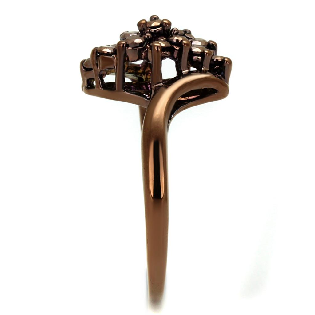 MA3W1154 - IP Coffee light Brass Ring with AAA Grade CZ in Light Coffee