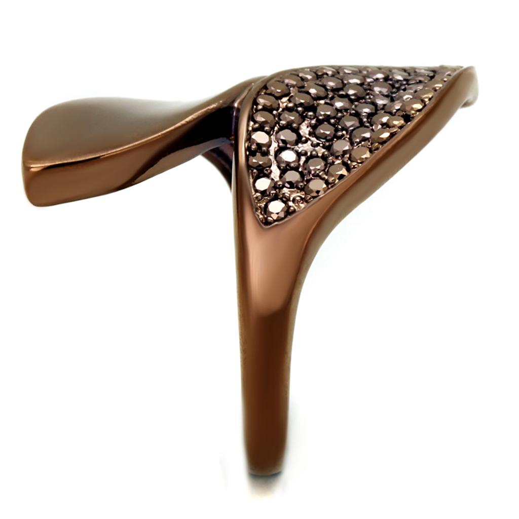 MA3W1157 - IP Coffee light Brass Ring with AAA Grade CZ in Light Coffee