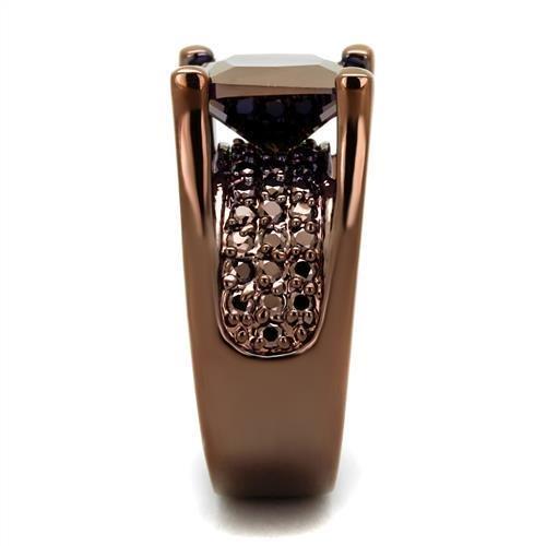 MA3W1169 - IP Coffee light Brass Ring with AAA Grade CZ in Light Coffee