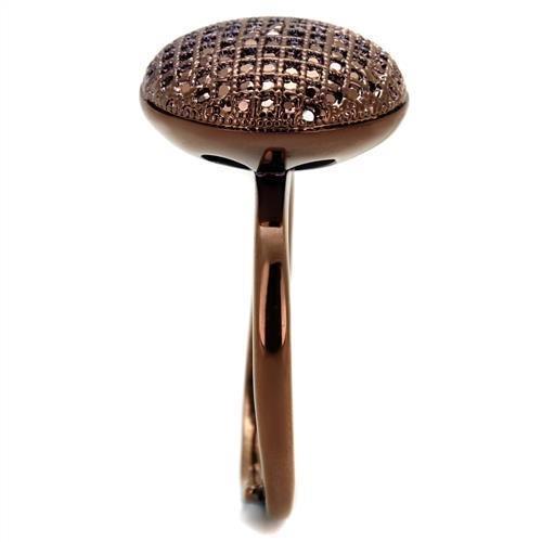 MA3W1178 - IP Coffee light Brass Ring with AAA Grade CZ in Light Coffee