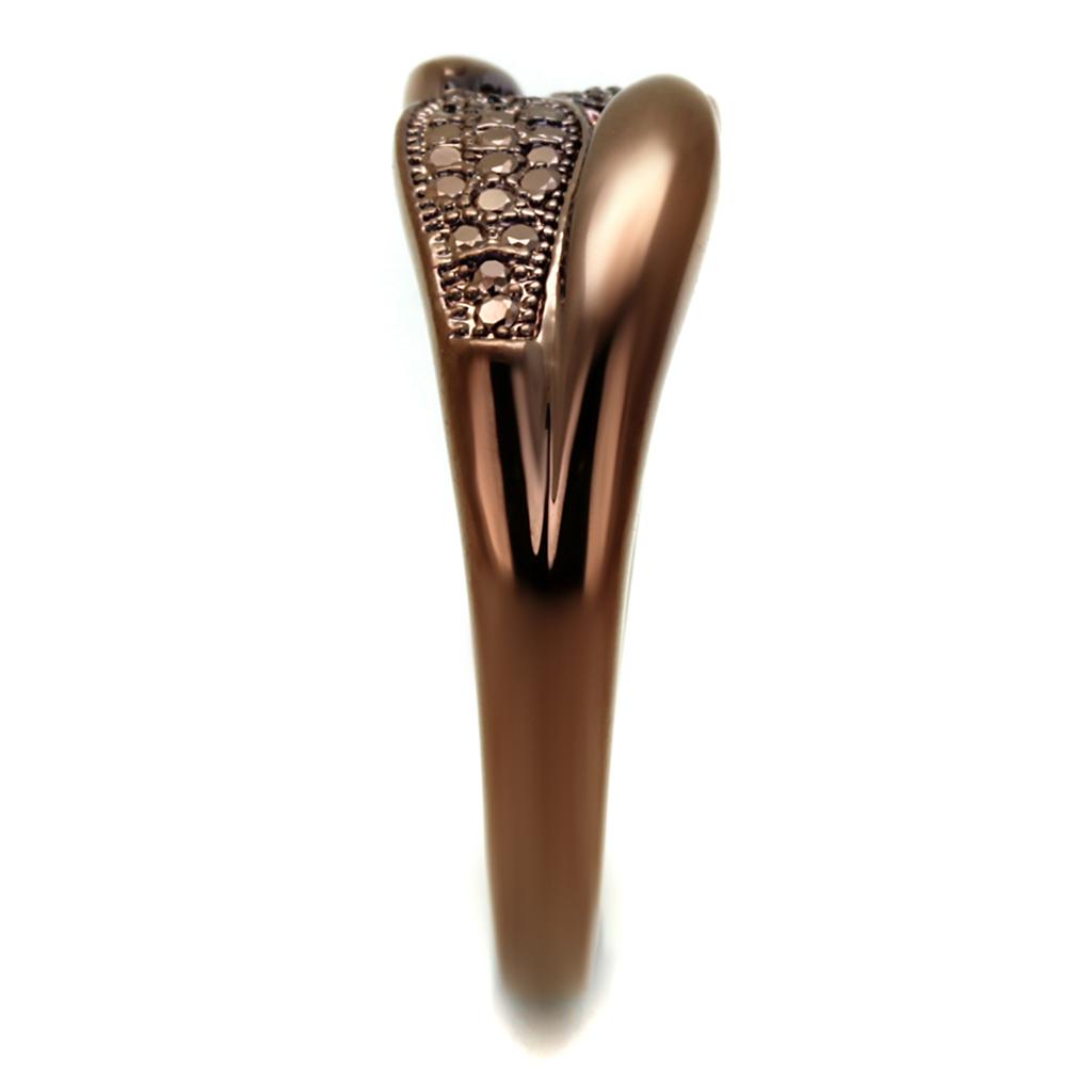 MA3W1180 - IP Coffee light Brass Ring with AAA Grade CZ in Light Coffee